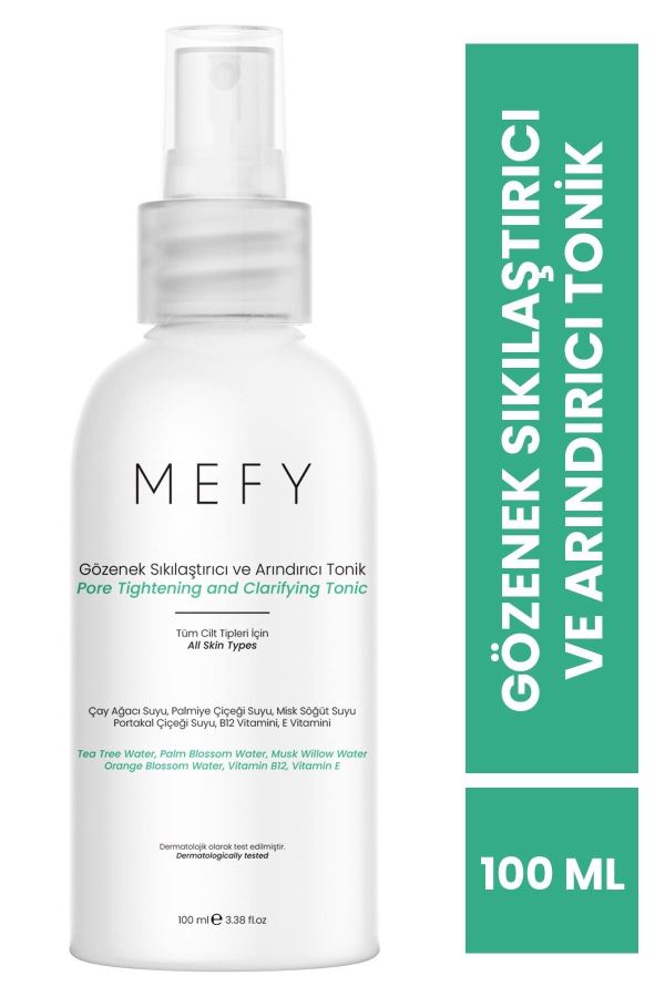 Mefy Gözenek Sıkılaştırıcı ve Arındırıcı Tonik Çay Ağacı, Portakal Çiçeği, B12 Vitamin Cam Şişe 100 