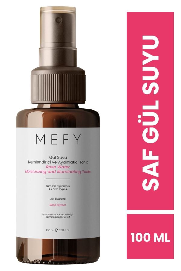 Mefy Saf Ve Doğal Gül Suyu Özlü Nemlendirici Ve Aydınlatıcı Tonik 100 ml 